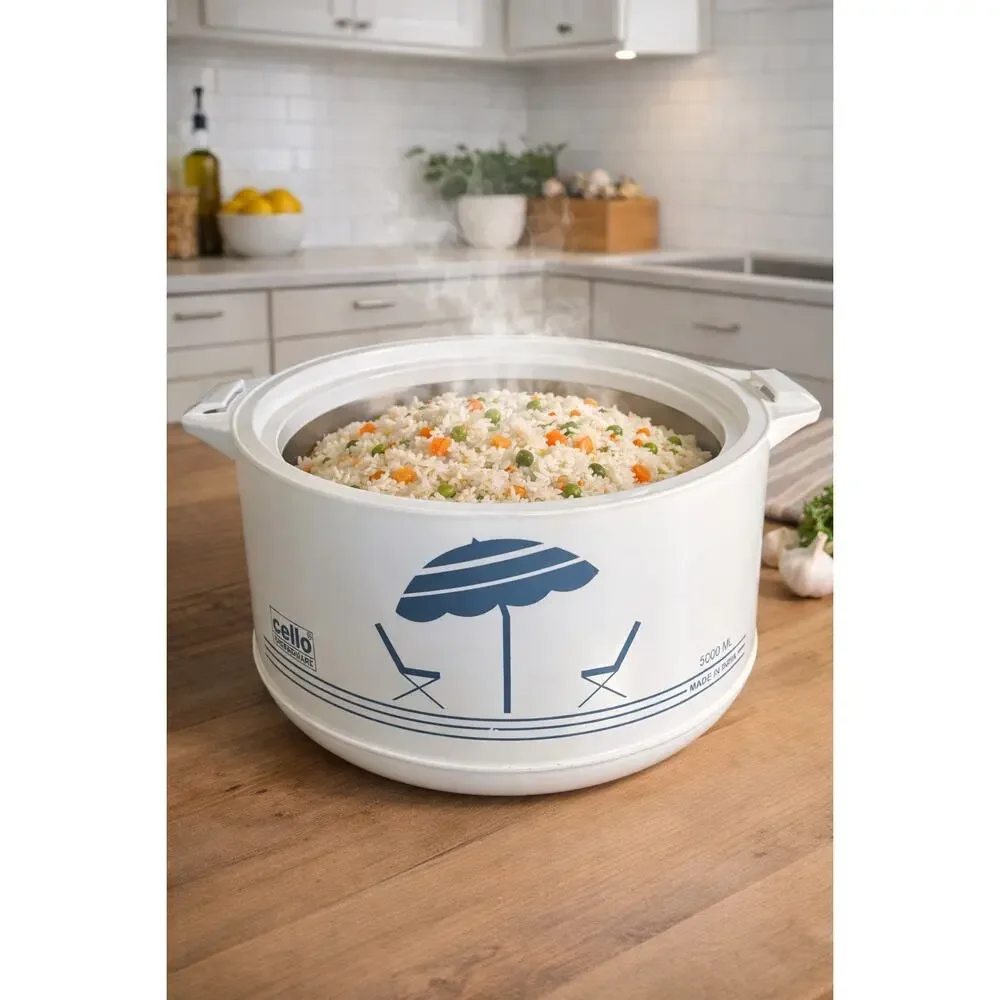 Cello 5L Insulated Hot Pot Food Warmer Stainless Steel Casserole 5000ml